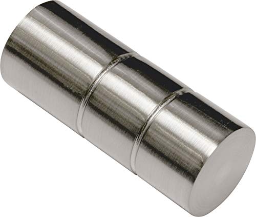 GARDINIA Curtain Rod Finials, 2 x Cylindrical Finials, Windsor Series, Metal, Stainless Steel, Ø 25 mm