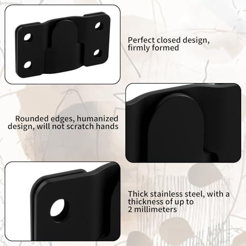 Image of 3 Pairs Black Stainless Steel Flush Mount Bracket - Interlocking Heavy Duty Photo Frame Hook & Furniture Connector for Hanging Headboards, Large Picture Display & Wall Mount Hardware
