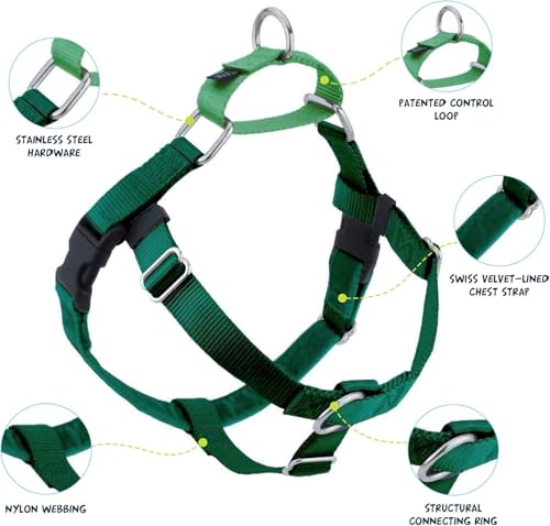 Freedom Harnais sans Laisse 2 Hounds Design Kelly Vert L 2,5cm