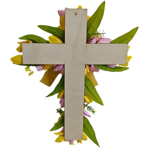 Couronne de Pâques en forme de croix : décoration printanière durable - 6