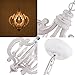 18 Inch Farmhouse Wood Chandelier, 6-Lights Dining Room Light Fixtures Over Table, White Chandelier Light Fixture, Rustic Chandelier for Kitchen Island, Hallway, Foyer