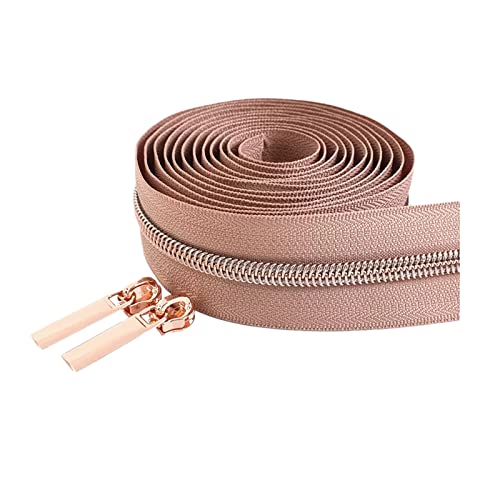 2 Meter 5# Rosegold Zähne Reißverschlussschieber Nylon Reißverschlüsse Zelt Kleidung Reparatur Kits DIY Nähzubehör, Nude, 2 Meter + 4 Schieber