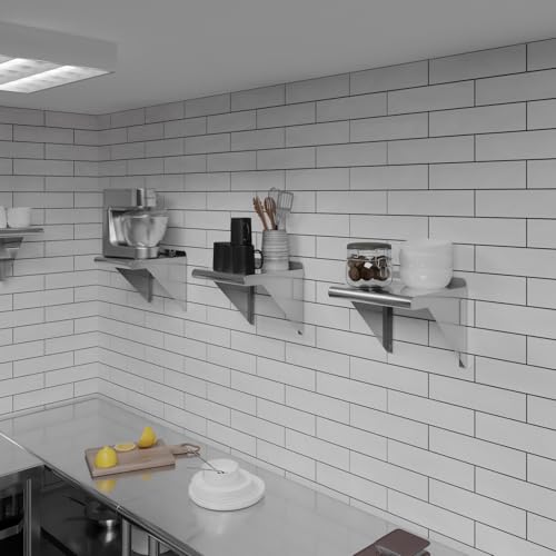 Image of AmGood 12 in. x 12 in. Stainless Steel Wall Shelf | NSF | Metal Shelving | Garage, Laundry, Storage, Utility Room | Restaurant, Commercial Kitchen