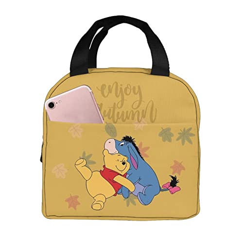 クマのプーさん くまのプーさん プー 熊柄 保冷 がま口 ランチバッグ ブラック お弁当箱 保温 保冷バッグ ファスナー付き コンパクト お弁当袋 ソフトクーラーバッグ トート・エコバッグ