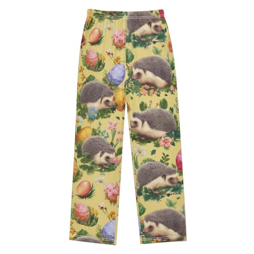 ZZXXB Hedgehog Easter Egg Boys Long Pants Soft Trousers Elastic Waist Kids Lounge Bottoms with Pockets S-XL