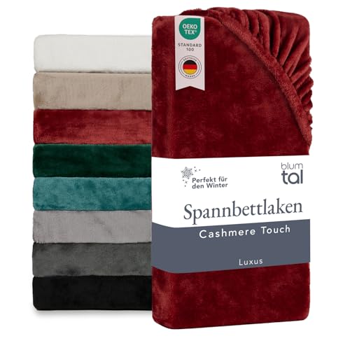 Blumtal Spannbettlaken Cashmere Touch 180x200 cm Plüsch - Oeko-TEX zert. Bettlaken 180x200 - weiche Spannbettlaken 180x200cm Winter aus Mikrofaser - Bettlaken 180x200 - Bettbezug 180 x 200 Rot