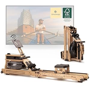 SportPlus Rudergerät für Zuhause Wasser - Wasserrudergerät Designed in Germany FSC®-Zertifiziert - Rudergerät Wasser klappbar Robustes Eichenholz - Premium Rudermaschine Holz bis 180 kg & 200 cm