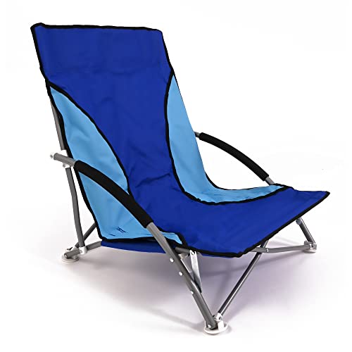 Nalu Folding Low Camping Chair Lightweight Foldable Portable Garden Beach Seat - Blue