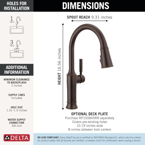 Delta Renaldi Kitchen Faucet with Pull Down Sprayer, Oil Rubbed Bronze Kitchen Sink Faucet, Delta ProClean Kitchen Faucet, Pull Down Kitchen Faucet, Venetian Bronze 9184-RB-DST by DELTA - Image 6