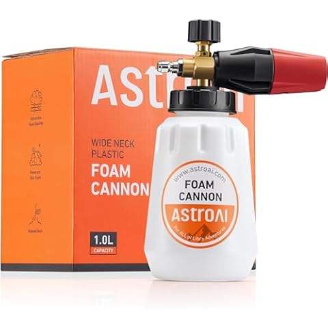 AstroAI Foam Cannon, Heavy Duty Car Foam Blaster Wide Neck Adjustable Snow Foam Lance and Thick Foam for Pressure Washer with 1/4" Quick Connector,1L Bottle Cover