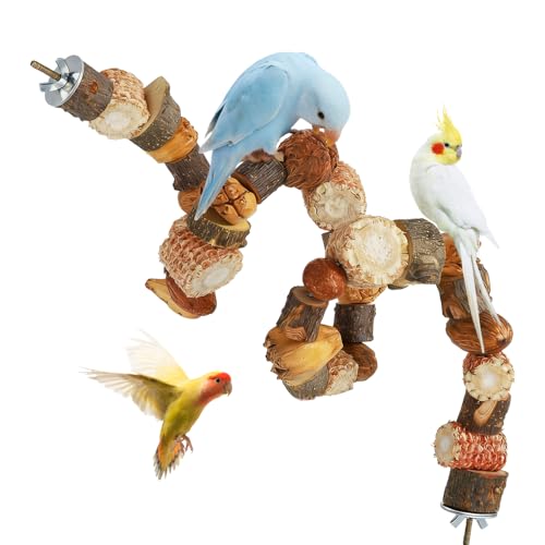 SKIKHN Perchoir Perroquet, 80cm Perchoir Perroquet en Bois, Perchoirs en Bois, PerchoIr Oiseaux Jouet, Favorise l'exercice et la Santé Mentale, pour Oiseauxs...