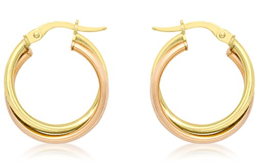 Créoles en or bicolore femme 375/1000 finies les allergies avec des bijoux nobles