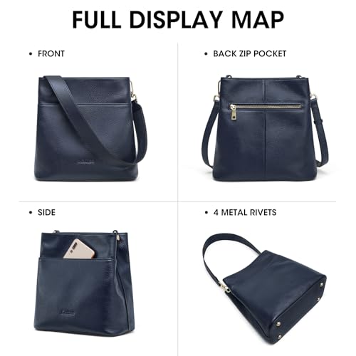 Image of Kattee Leather Handbags for Women 2026, Soft Shoulder Tote Crossbody Purses Bucket Bags with 2 Detachable Straps