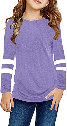 T-shirt décontracté à rayures filles Ebifin style fluide 4-15 ans