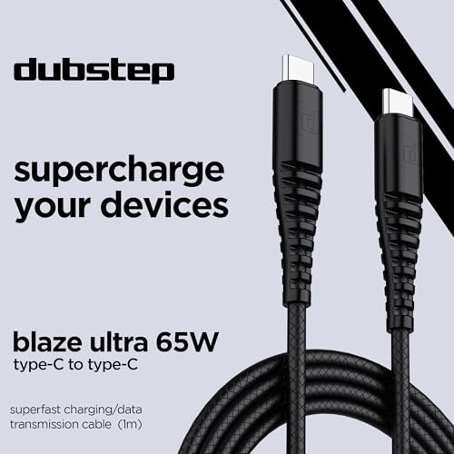 Image of Dubstep Blaze Ultra 65W Type-C to Type-C Cable 1 m Fast Charge Cable (Compatible with Mobile, Tablet, Laptop, Black, One Cable)