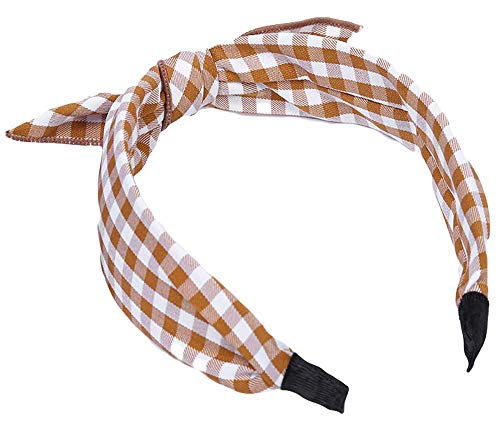 Qiabao 4346707253 Womens Vintage Plaid Headbands Headwraps Hair Band thumb #4
