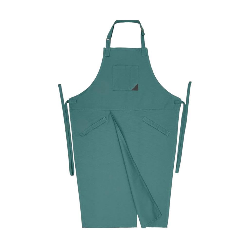 Delantal de alfarería transpirable y lavable de nailon ligero con cuello alto color verde