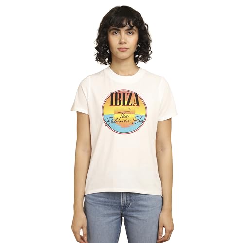 Image of Wrangler Women's Printed White Crew Neck Regular Fit T-Shirt