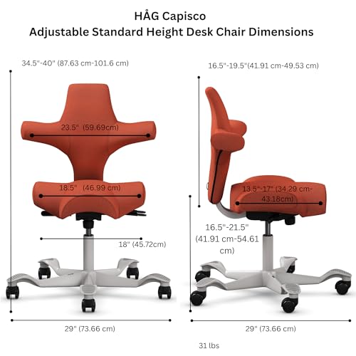 Image of HAG Capisco Standard Chair-Silver Frame-Upholstered Burnt Red