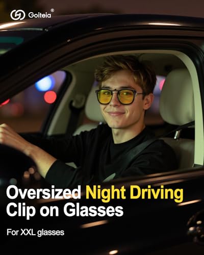 Goiteia Oversized Flip up Clip on Night Driving Glasses for Men Women, Anti Glare from Headlights, Frame Clip Conceal Glasses (Purple Tortoise(60 * 53mm))2