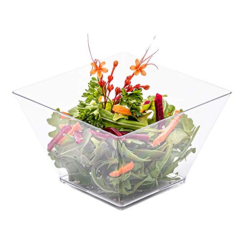 Restaurantware 16 Ounce Plastic Salad Bowls, 100 Square Disposable Entree Bowls - Disposable, Recyclable, Clear Plastic Plastic Square Bowls, Large, For Appetizers Or Desserts - Restaurantware #TOP7