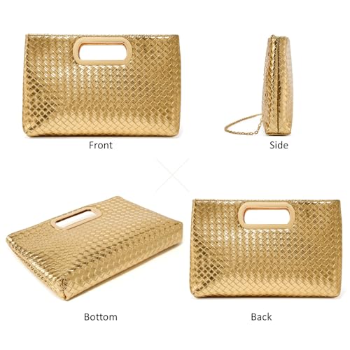 Image of DETARA Woven Evening Bag Clutch Purses for Women Fashion PU Leather Crossbody Purse for Wedding Party and Prom