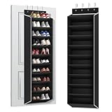 REGELETO 10 Tiers Large Size Over the Door Shoe Organizer Storage, Hanging Shoe Rack for Door with Deep Pockets, Fit 20 Pairs Shoe Organizer Holder for Sneakers and Boots (Black)