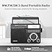 TOMASHI Portable Shortwave MW FM Radio with Bluetooth, ATS Tuning, Clock & Alarm, Recording, MP3/WMA Playback via USB/SD Card, Battery Operated Radio with LCD Display