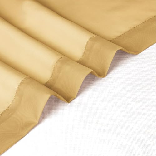 Image of Chyhomenyc Gold Sheer Curtains 30 inch Length 2 Panels, Light Filtering Voile Rod Pocket Short Window Curtians for Bathroom Living Room Farmhouse Small Windows, 42Wx30L inches