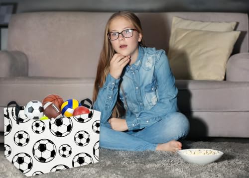 Image of Essme Rectangular Soccer Basket Kids Storage Box,Boys Storage Bins Organizer with Handles for Room Decor, Kids Basket,Shelf Basket.(Soccers)