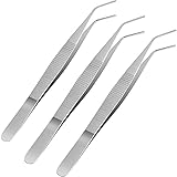 JUHONNZ Gebogene Pinzette,3 PCS Nähmaschinen-Pinzette Edelstahl Pinzette Spitzer Lang Aquarium Pinzette Bastelpinzette zum Basteln von Industriellen Gartenwerkzeugen 5.5 Zoll