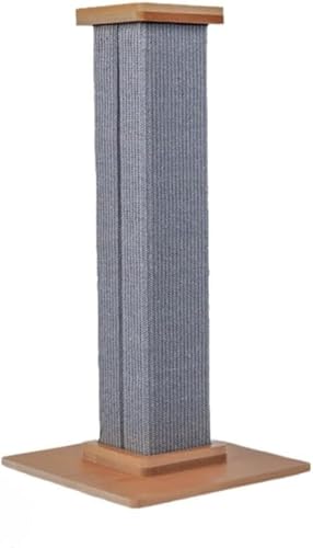 KryZaro 80cmグレー木製突っ張り猫爪とぎポール 大型キャットタワー 麻製爪研ぎ面 運動不足解消 頑丈耐久 お手入れ簡単 据え置き型 猫用品