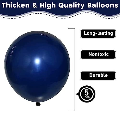 Image of Navy Blue Balloons 60pcs 5inch Small Pearl Dark Blue Balloon for Balloon Garland Arch 5'' Round Mini Navy Latex Balloon for Kids Birthday Party Decoration DIY Graduation Wedding