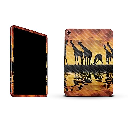 Image of MightySkins Carbon Fiber Skin Compatible with Apple iPad 10.9 inch 10th Gen (2022) Full Wrap Kit - Glamour Giraffes | Protective, Durable Textured Carbon Fiber Finish | Easy to Apply | Made in The USA
