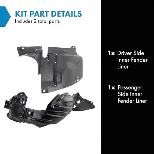 Image of TRQ Inner Fender Liner Set Compatible with 2014-2018 Mazda 3 MA1249145 MA1250115