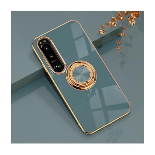 Xperia 1 VIII Xperia 10 VIII�p�̃P�[�X TPU+PC�f�ޏՌ��z�� �X�^���h�@�\�t�� �w�ʃJ�o�[ CASE �����K���X�t��(�O���[)