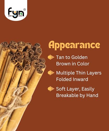 FYN True Ceylon Cinnamon Quills (100gram) - World's Best - Sri Lankan Dalchini Sticks