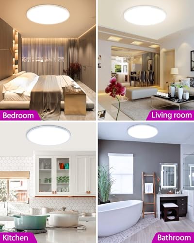 zemty 24W LED Ceiling Light Dimmable 3000-6500K, 3200LM Bathroom Lights Ceiling with Remote Control, RGB Color Changing, Timer, Memory, Round Flush Ceiling Lamp for Bedroom Kitchen Hallway Φ25cm