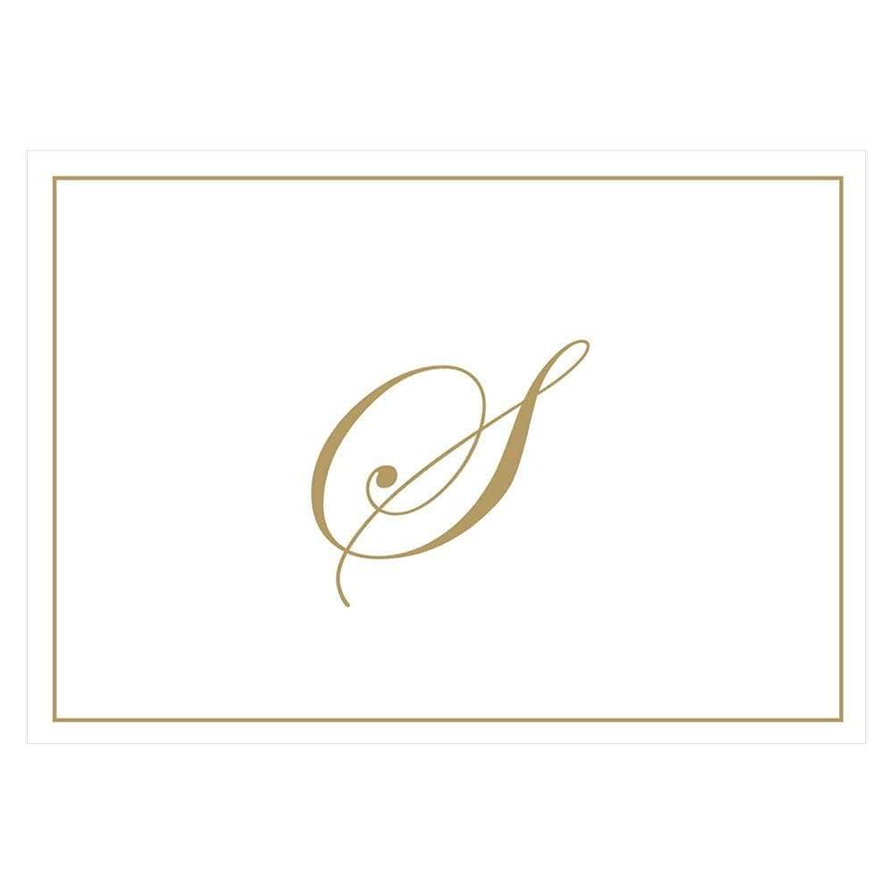 Caspari Gold Embossed Initials Boxed Note Cards in Letter S, 8 Cards &amp; Envelopes
