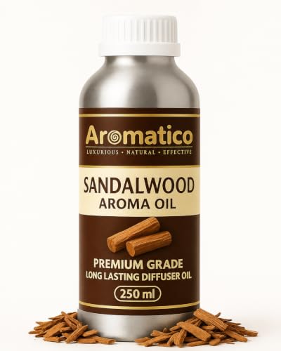 Image of AROMATICO Sandalwood Diffuser Oil with Strong, Long-Lasting Aroma for Homes, Offices & Showrooms. Aromatherapy, Diffusers, Air Purifiers, Vaporizers - 250 ml