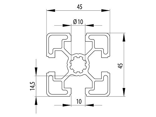 Aluminiumprofil 45x45L B-Typ Nut 10 (leicht) Alu Profil Sparpaket 4 x 1000mm
