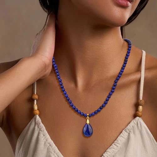 Healing Crystal Necklaces for Women Trendy Natural Stone Beaded Long Pendant Necklaces for Womens Handmade Bohemian Fashion Necklace Jewelry Gift3