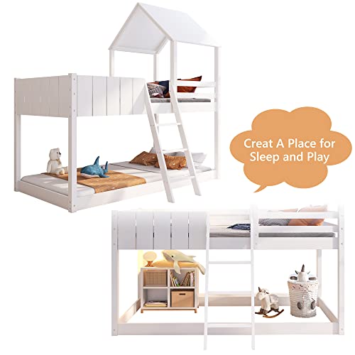 LTGB Wooden Cabin Beds, Treehouse Canopy, 3 FT Single Loft Bed with Ladder and Guard Rail, Mid-Sleeper Bunk Beds Shaped with Space-Saving Design(White-90 * 190 cm)【UK Fast Shippment】 7 LTGB Wooden Cabin Beds, Treehouse Canopy, 3 FT Single Loft Bed with Ladder and Guard Rail, Mid-Sleeper Bunk Beds Shaped with Space-Saving Design(White-90 * 190 cm)【UK Fast Shippment】 - Image 7