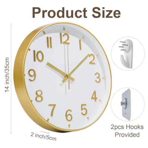 Image of Wall Clocks Battery Operated, 14Inch Silent Wall Clock for Home