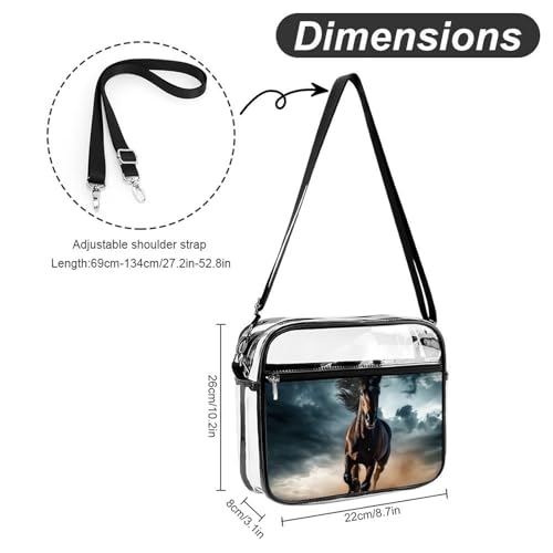 Wild Stallion in Dust Horse Large Crossbody Bag Clear Stadium Bag Anti-Theft Side Shoulder Bags Messenger Bag with 2 Compartments2