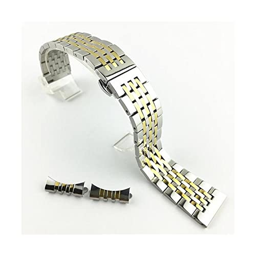 Bracelet de montre homme acier inoxydable 12mm 24mm mailles 7 perles quartz
