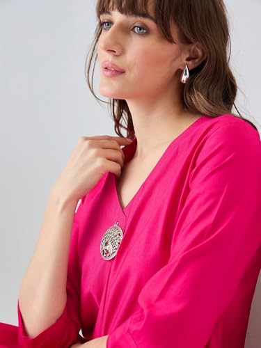 Image of INDO ERA Women's Viscose Solid A-Line Calf Length Kurta & Pant Set (IESTR12352)