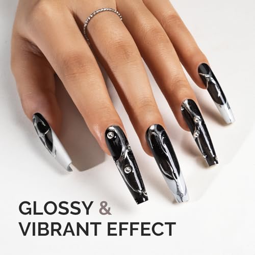 Image of MelodySusie Black Gel Nail Polish, 0.5fl oz Nails Soak Off UV LED Black Shimmer Gel Polish Gift for Women Nail Art Manicure Salon DIY Nail Design Decoration at Home-1760