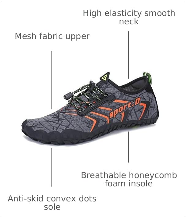 Image of UBFEN Water Shoes for Men Women Quick Dry Swim Aqua Socks | Lightweight Barefoot-style Fit, Rubber Sole, Hiking, Fishing, Kayaking, Beach, Pool, Boating, Diving And Water-to-land Wear