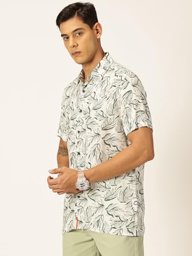 Image of Thomas Scott Men's | Printed | Half Sleeve | Regular Fit | Cotton Rayon | Spread Collar | Casual Shirt